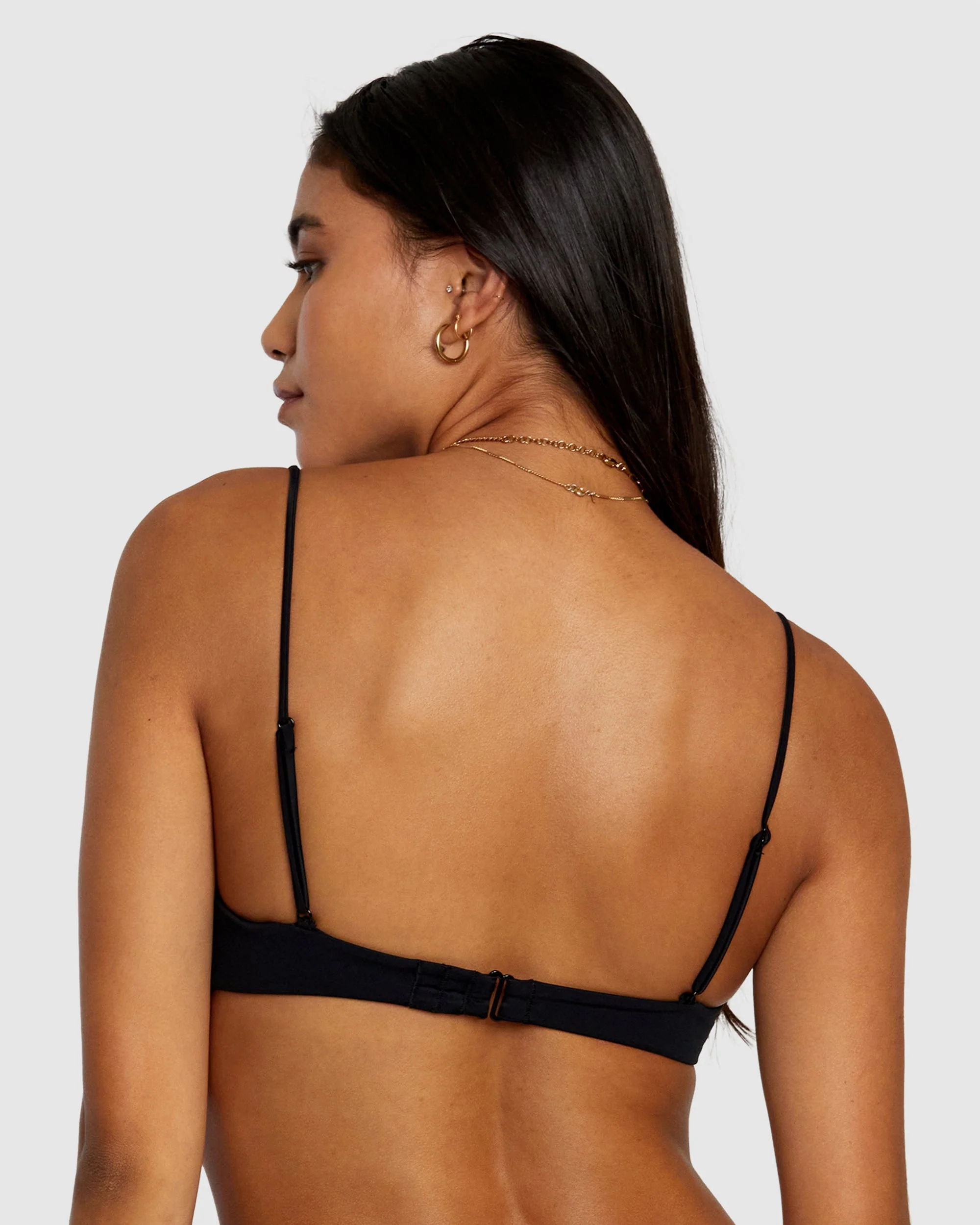 Solid Shirred V-Wire Bralette Bikini Top - Image 4